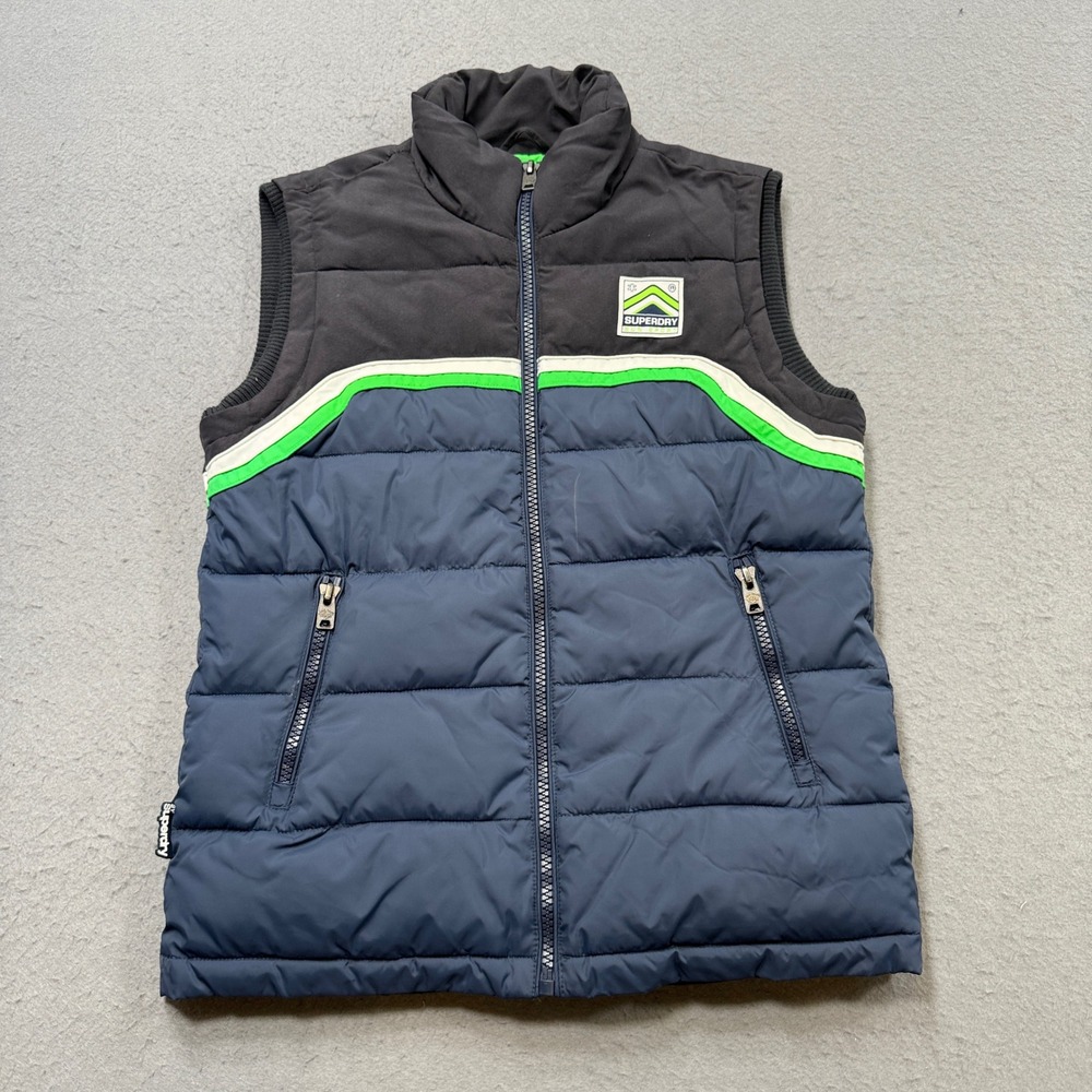 Superdry Puffer Vest Men's Medium Colorblock Zip Up Quilted Sleeveless Outerwear